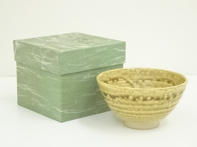 JAPANESE TEA CEREMONY / KI-SETO TEA BOWL CHAWAN BY JUZAN MIZUNO
